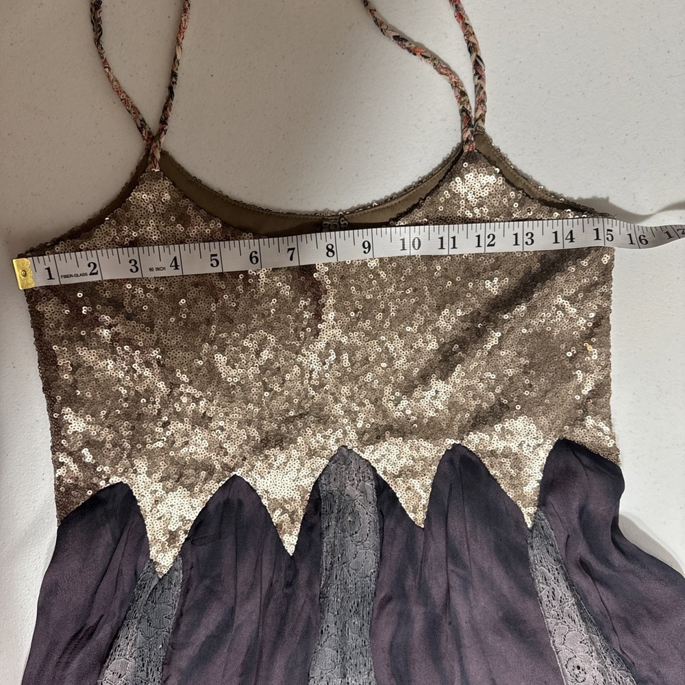Gimmicks BKE Silk Sequin Tank Lace Fringe Kimono Small Festival Whimsigoth BOHO - Picture 16 of 16